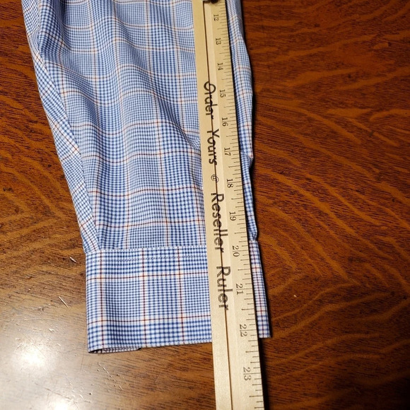 Collection by Michael Strahan Button Up Blue Plaid Dress Shirt Men's 17 32/33 - Picture 9 of 9